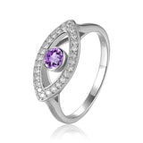 Natural Amethyst Evil Eye Ring with Moissanite Accents - FineColorJewels
