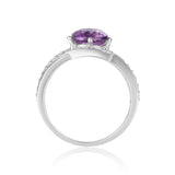 Luxurious Round cut Natural Amethyst Ring with White Sapphire - FineColorJewels