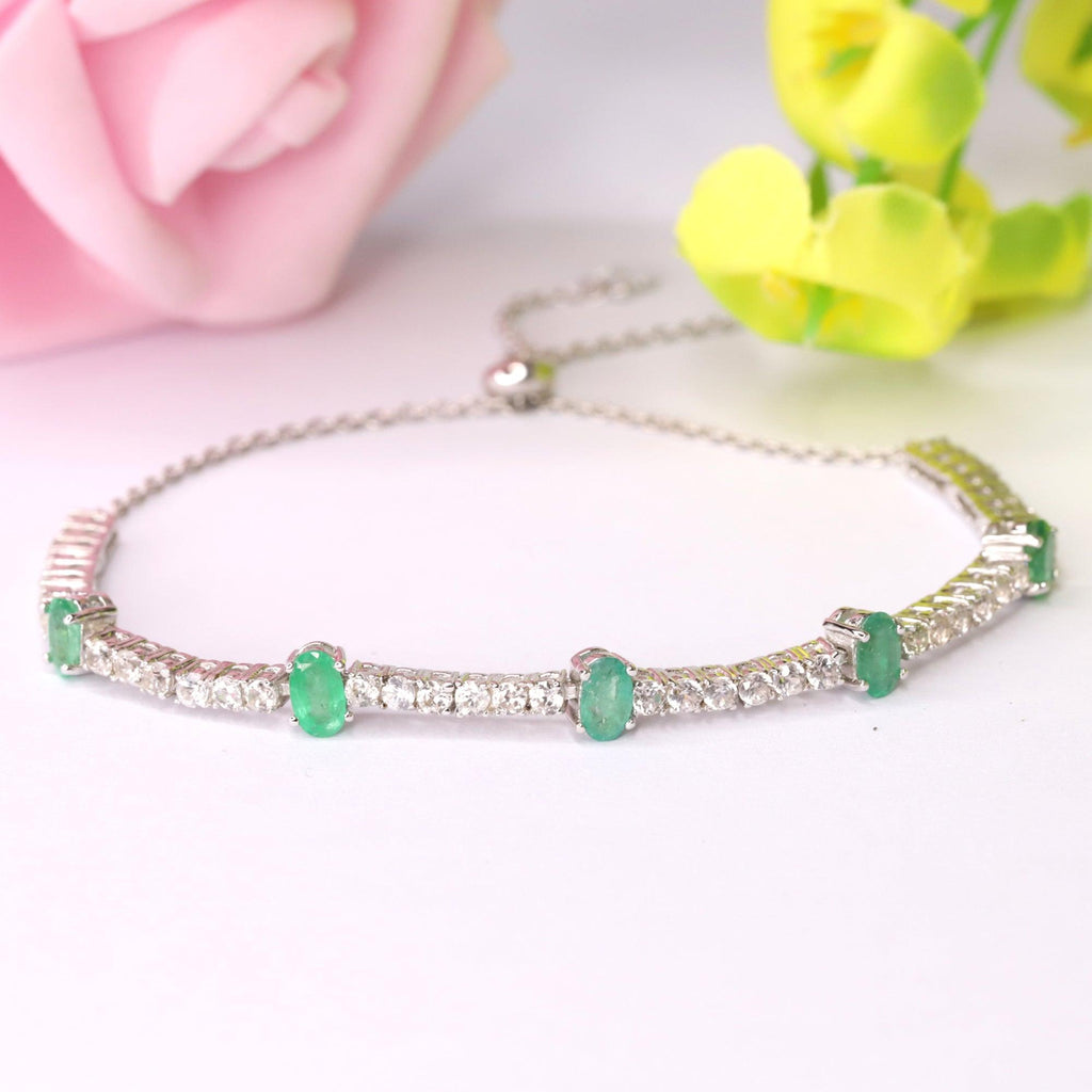 Emerald Adjustable Bracelet - FineColorJewels