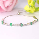 Emerald Adjustable Bracelet Emerald Tennis Bracelet May Birthstone Gemstone Bracelet- FineColorJewels