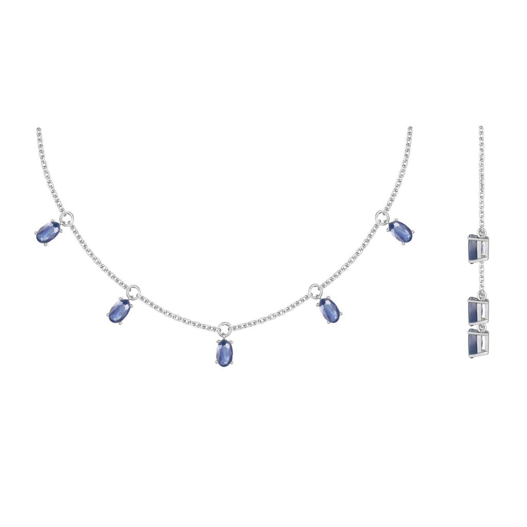 Blue Sapphire Layering Necklace - FineColorJewels