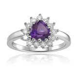 Amethyst Halo Style Heart Ring, amethyst topaz ring, stunning purple gemstone ring, elegant rings for women