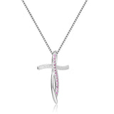 Pink Sapphire Cross Necklace - FineColorJewels