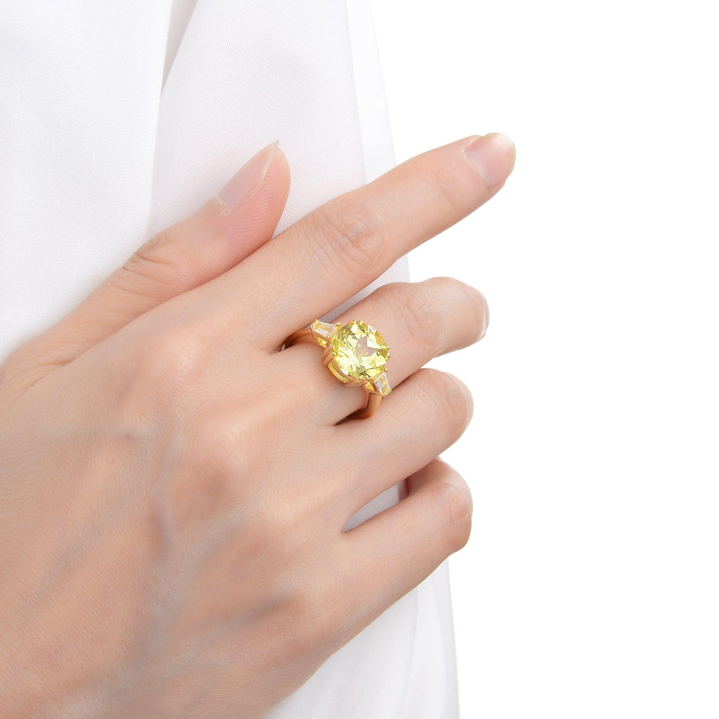 Canary Yellow Sapphire Solitaire Ring in Gold Plated Silver