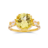Created Yellow Sapphire Diamond Engagement Ring For Women