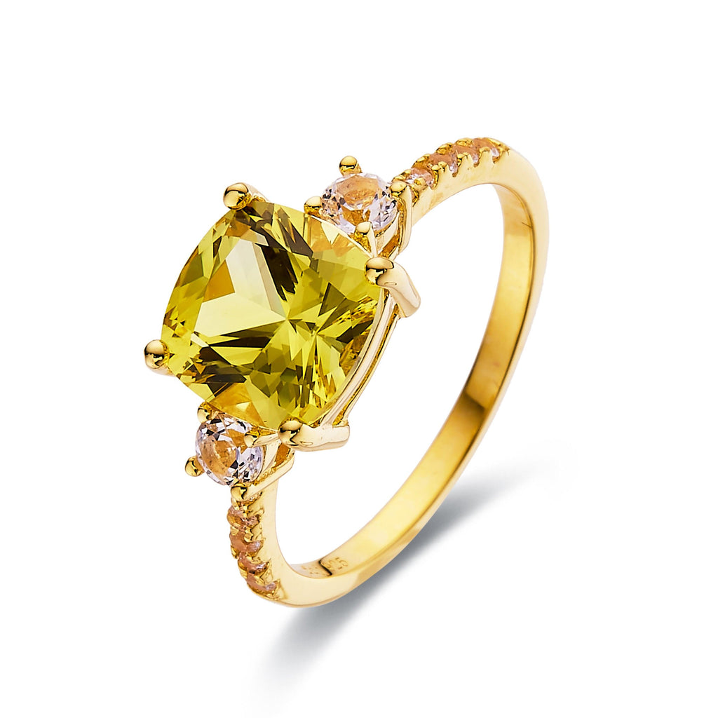 Canary Yellow Sapphire Yellow Gold Plated Sterling Silver Ring