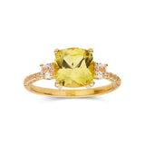 Canary Yellow Sapphire Ring Yellow Diamond Engagement Ring Yellow Cocktail 18K Yellow Gold Plated Silver Proposal Ring