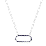 Sapphire Oval Bar Necklace - FineColorJewels