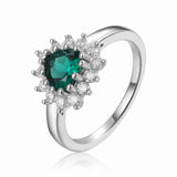 Emerald Halo Heart Ring - FineColorJewels