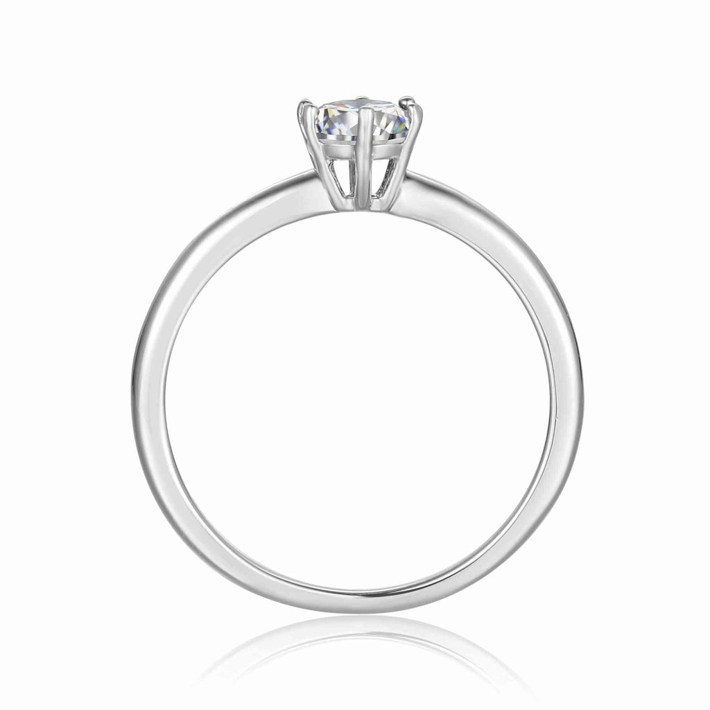 Moissanite Solitaire One Carat Ring | 925 Sterling Silver Moissanite Solitaire Ring | White Silver Ring | Women's Day Gift for Her - FineColorJewels