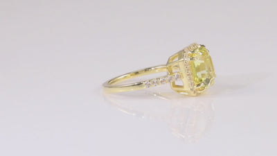 video of best ring gift yellow canary ring Bright yellow ring lab grown sapphire ring