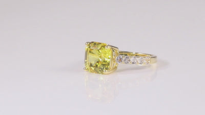 video of Canary Yellow Sapphire Asscher Cut Ring 18K Gold Plated Ring Canary Yellow Lab Grown Sapphire Diamond Ring Valentine Gift For Girlfriend