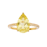 18K Yellow Gold Plated Sterling Silver Yellow Diamond Bold Ring Engagement Ring - FineColorJewels