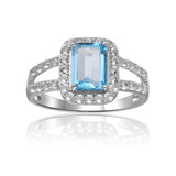 Sterling Silver Blue Topaz Ring accented with White Topaz - FineColorJewels