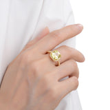 Asscher Cut Yellow Sapphire Asscher Cut Halo Engagement Ring  - FineColorJewels