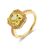 Octagon cut sapphire ring, stunning yellow gemstone ring