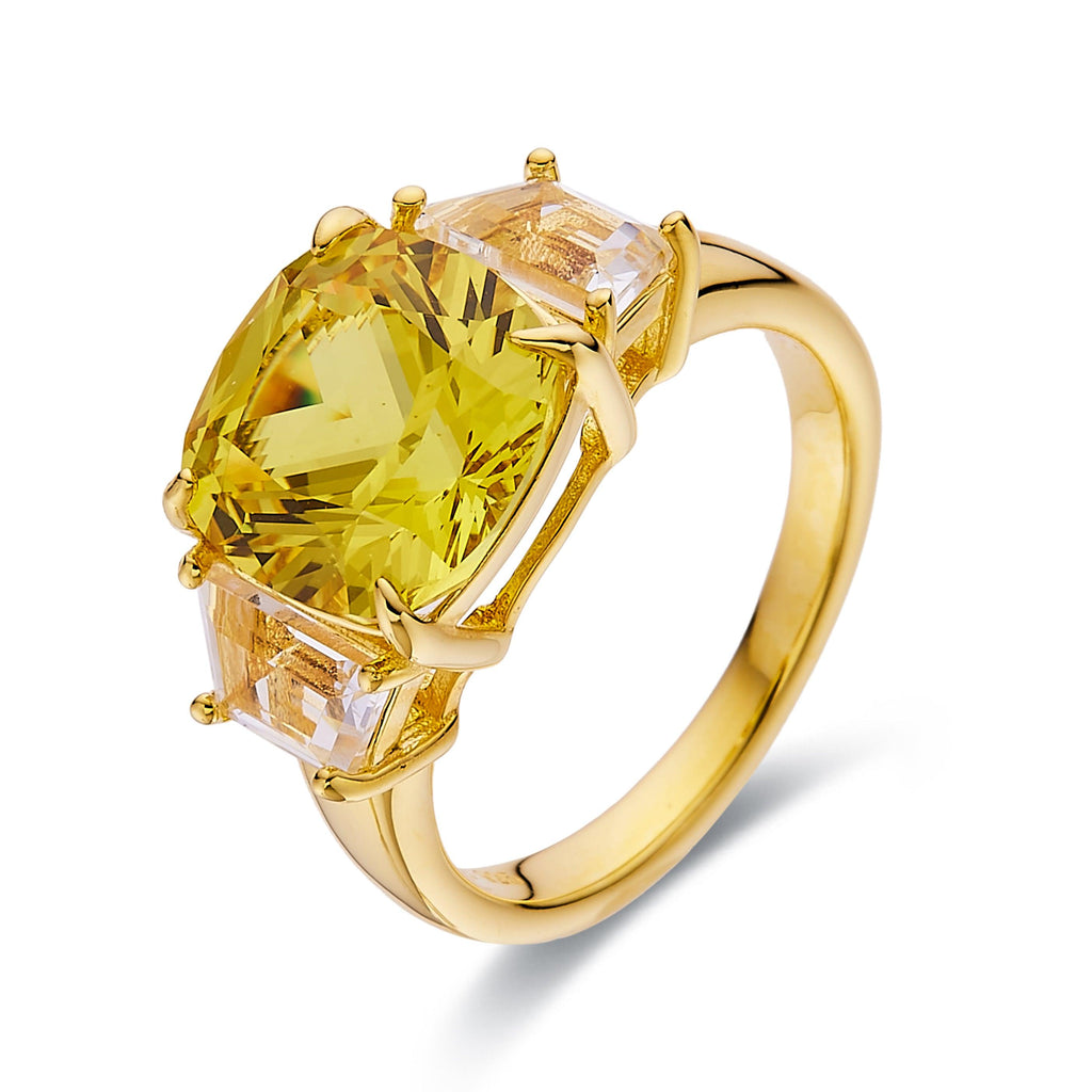 Golden Radiance Cushion Ring - FineColorJewels