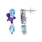 Classic Sterling Silver Blue Topaz and Amethyst Earrings.
$ 50 - 100, Blue Topaz, Amethyst, Purple, Blue, Oval, Pear, 925 Sterling Silver, Dangle