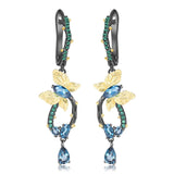 Blue Topaz Gold Plated Butterfly Earrings