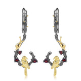 Exotic Nature Inspired Garent Gold Plated Robin Earrings.
$ 50 - 100, Garnet, Red, Round, 925 Sterling Silver, 925 Sterling Silver Ð Gold Plated Yellow, Dangle, Drop