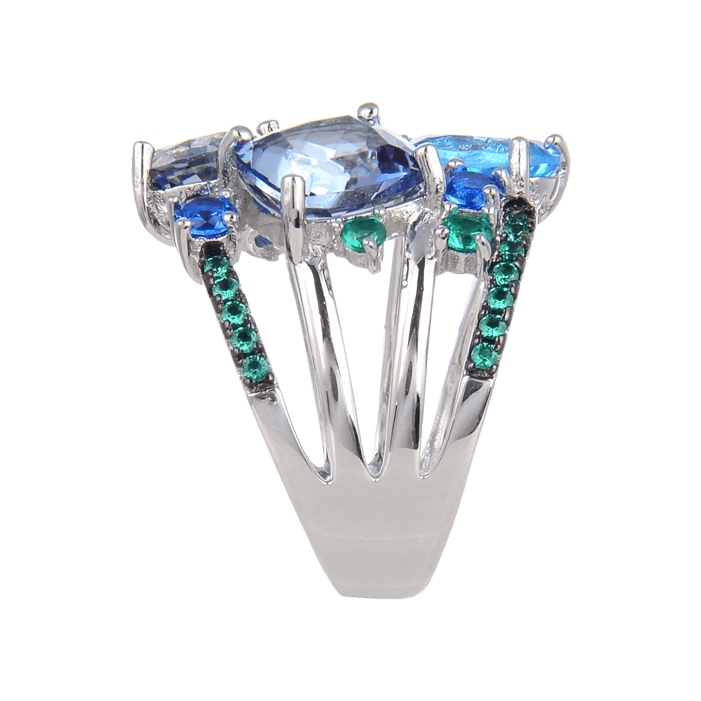 Classic Sterling Silver Mystic Quartz and Blue Topaz Ring.
$ 50 - 100, Blue Topaz, Cushion, Round, Oval, Blue, Iolite, 925 Sterling Silver, Cocktail