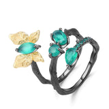 Artisan Green Agate Gold Plated Butterfly Ring.
$ 50 & Under, Green, Marquise, Oval, Round, Pear, 925 Sterling Silver, Fashion