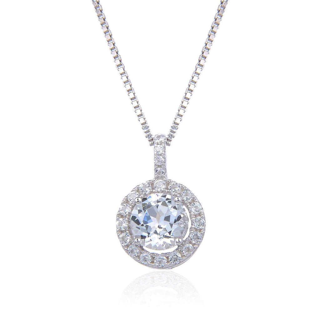 White Topaz Silver Halo Necklace