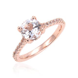 Round shape gemstone ring, Rose gold topaz ring, white topaz ring design