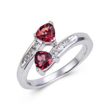 Stunning red gemstone ring, white topaz and garnet ring, sterling silver ring design
