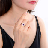 heart shape gemstone ring, model wearing amethyst ring, model wearing topaz ring, natural amethyst jewelry