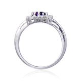 Signature Sterling Silver Heart Shaped Amethyst White Topaz Ring.
$ 50 & Under, 6, 7, Purple, Heart Shape, Amethyst, Purple, White Topaz, 925 Sterling Silver, Halo RIng