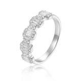 Solid Baguette White Topaz Sterling Silver Ring