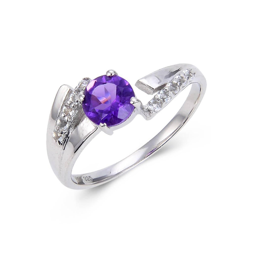Signature Round Amethyst White Topaz Ring
$ 50 & Under, 6, 7, 8, Purple, Round Shape, Amethyst, Purple, White Topaz, 925 Sterling Silver, Solitair Ring