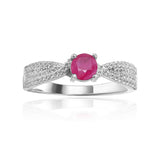 Genuine Ruby Round Shaped Engagement Ring