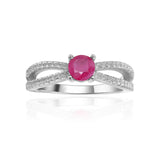 Stylish Round cut Genuine Ruby Ring with White Sapphire