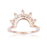Crown Rose Gold Plated Sterling Silver Ring with White Sapphire