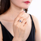 Classic Sterling Sliver Round Tanzanite and White Topaz Ring.
$ 100 – 150, 6, 7, Round, Tanzanite, Blue Violet, White, White Topaz, 925 Sterling Silver, Halo