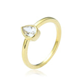 White Sapphire Pear Shaped White Topaz Solitaire Ring