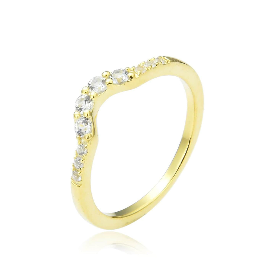 White Sapphire Yellow Gold Plated Crown Ring