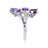 Signature Pear & Round Amethyst White Topaz Ring.
$ 50 & Under, 6, , Purple, Round Shape, Amethyst, Purple, White Topaz, 925 Sterling Silver, Three StoneRing.