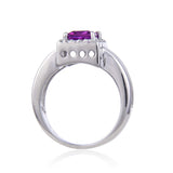 Classic Created Purple Sapphire Halo Ring.
$ 50 - 100, Lab Created Purple Sapphire, Purple, Square, White, White Topaz, 925 Sterling Silver, 6, 7, 8, Halo