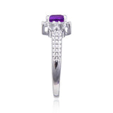 Classic Created Purple Sapphire Square Ring.
$ 50 & Under, Lab Created Purple Sapphire, Purple, Square, White, White Topaz, 925 Sterling Silver, 6, 7, 8, Halo