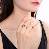 Signature Square Create Purple Sapphire Ring.
$ 50 & Under, Lab Created Purple Sapphire, Purple, Square, White, White Topaz, 925 Sterling Silver, 6, 7, 8, Fashion