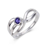 Signature Round Created Purple Sapphire Ring.
$ 50 & Under, Lab Created Purple Sapphire, Purple, Round, White, White Topaz, 925 Sterling Silver, 6, 7, 8, Solitare