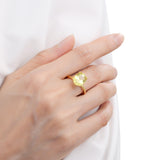 model hand showcasing Brilliance Canary Solitaire Ring - FineColorJewels