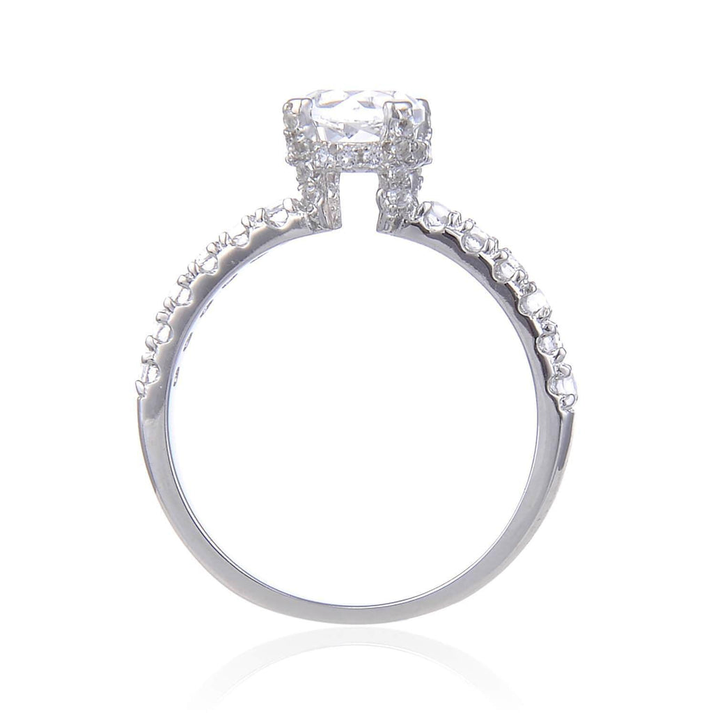 Signature Round White Topaz Ring, $ 50 & Under, White Topaz, White, Round, 925 Sterling Silver, 6, 7, 8, Solitare