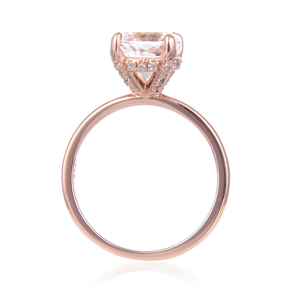 Classic Solitaire Round Rose Gold White Topaz Ring