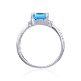 Octagon Emerald Cut ring Accented with White Topaz side view 925 sterling silver