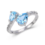 Sterling Silver Pear Shape Blue Topaz Ring with White Topaz.
$ 50 & Under, 6, 7, 8, Blue, Pear, Blue Topaz, White Topaz, 925 Sterling Silver, Fashion