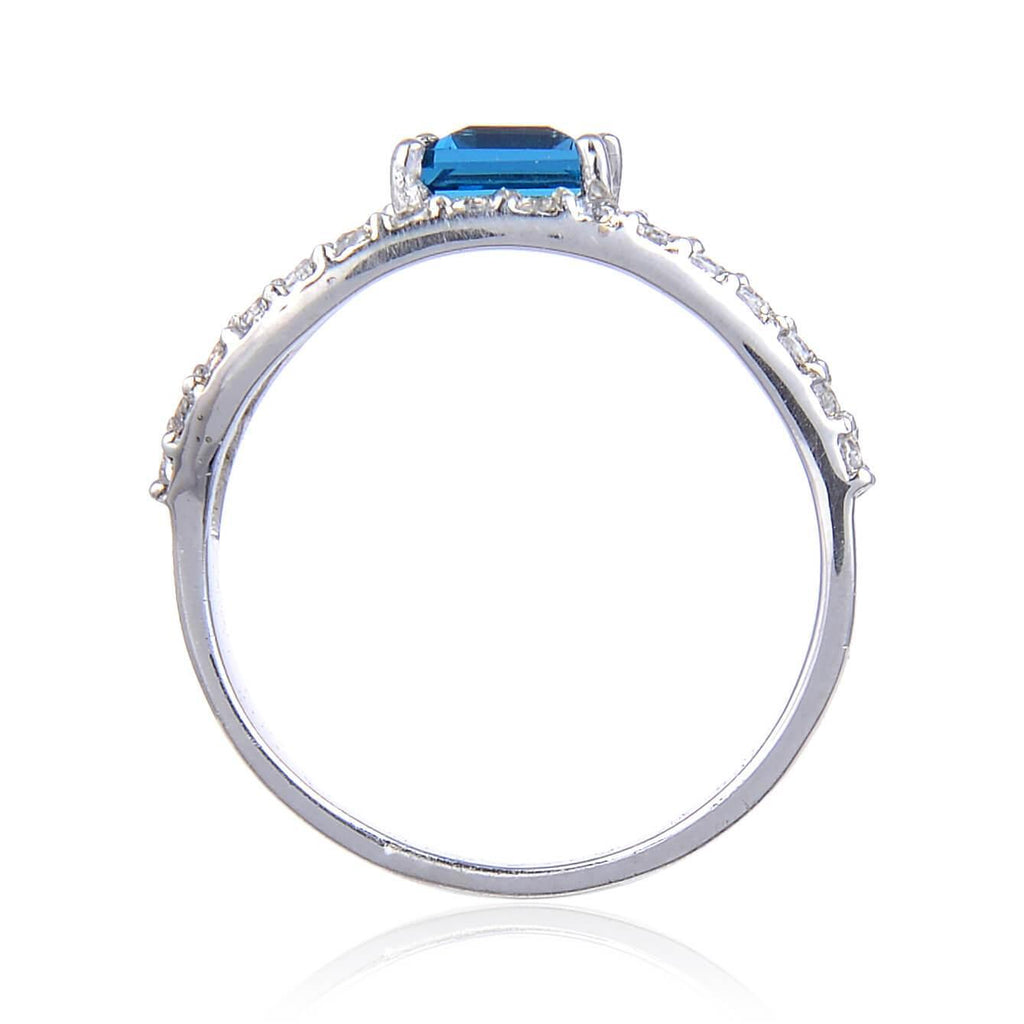 Sterling Silver Square Blue Topaz Ring Accented with White Topaz.
$ 50 & Under, 6, 7, 8, Blue, Square, Blue Topaz, White Topaz, 925 Sterling Silver, Fashion